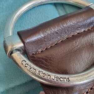 Calvin Klein Vintage Dark Brown Woven Belt with Silver Buckle